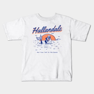 Hallandale Beach Get Your Tail To The Beach Design Kids T-Shirt